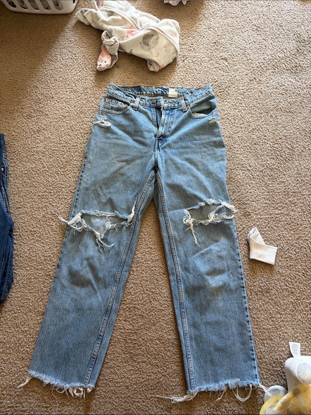 Levi's Light Blue Distressed Straight Leg Jeans